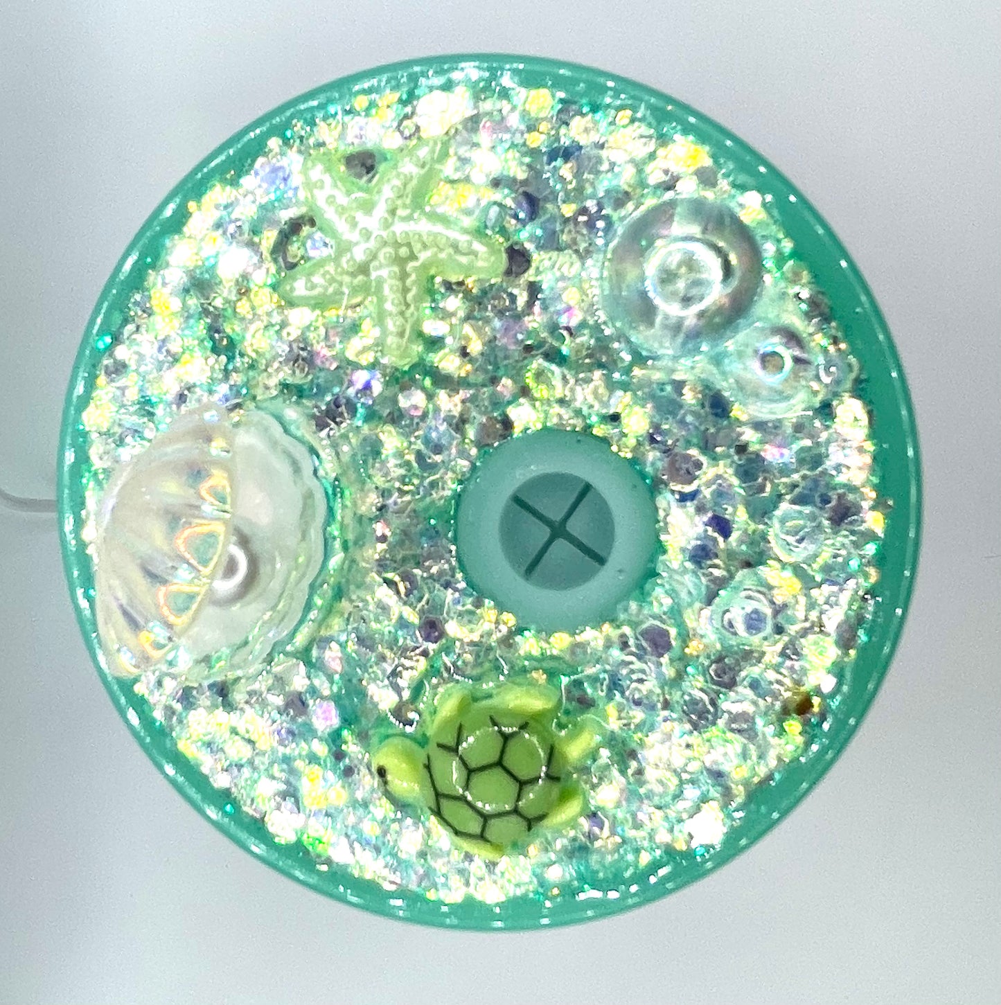 16 oz Iridescent Light Green Mermaid Cup with Custom Top