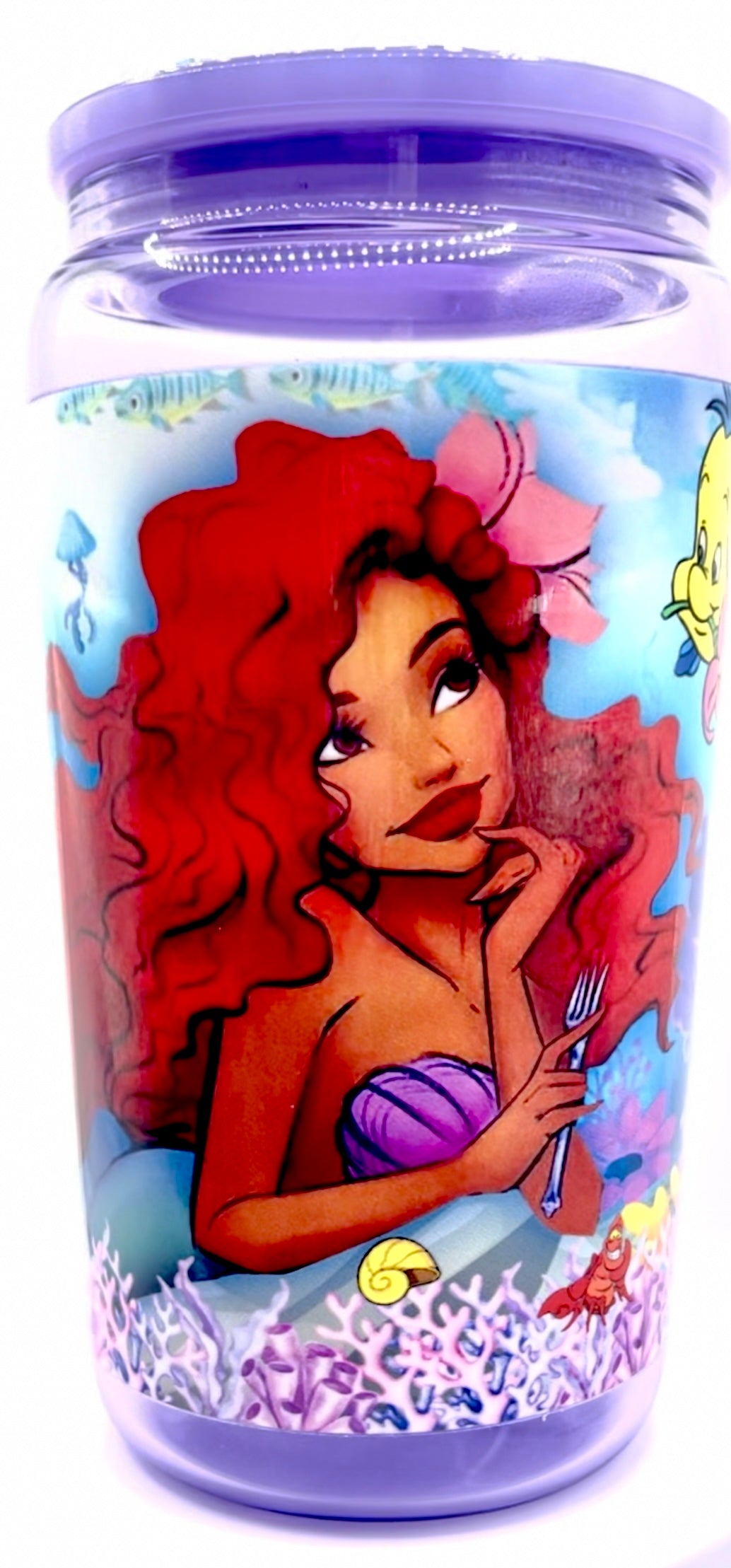 16 oz Iridescent Purple Live-Action Little Mermaid Cup with Custom Top