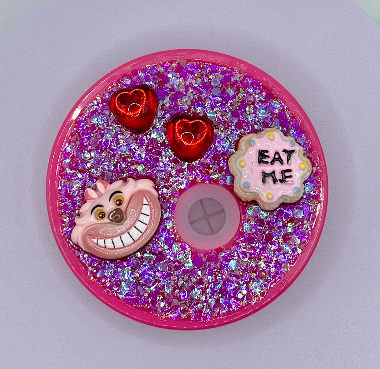 16 oz Hot Pink Iridescent Cheshire Cat Cup with Custom Top