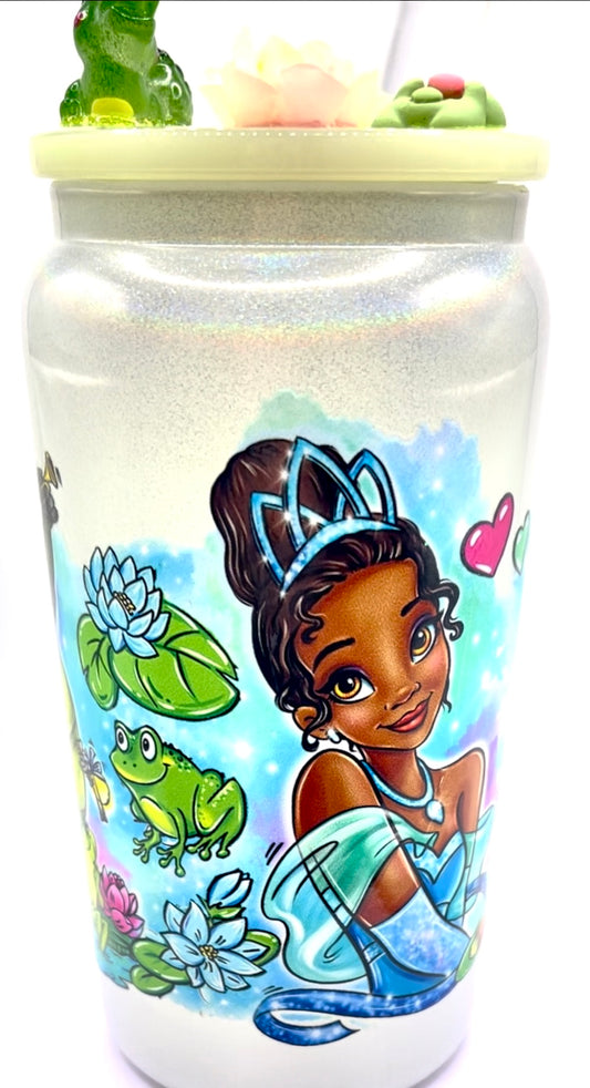 16 oz Iridescent Princess and the Frog Cup with Custom Top