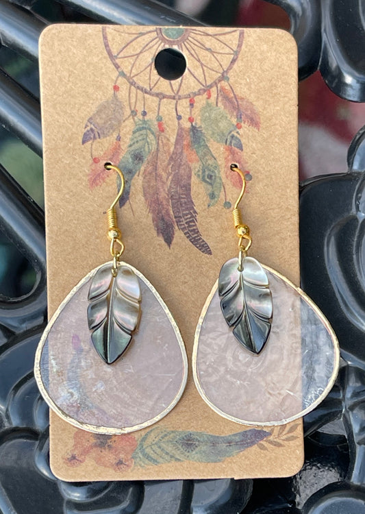 Genuine Abalone Shell and Black Mother of Pearl Earrings