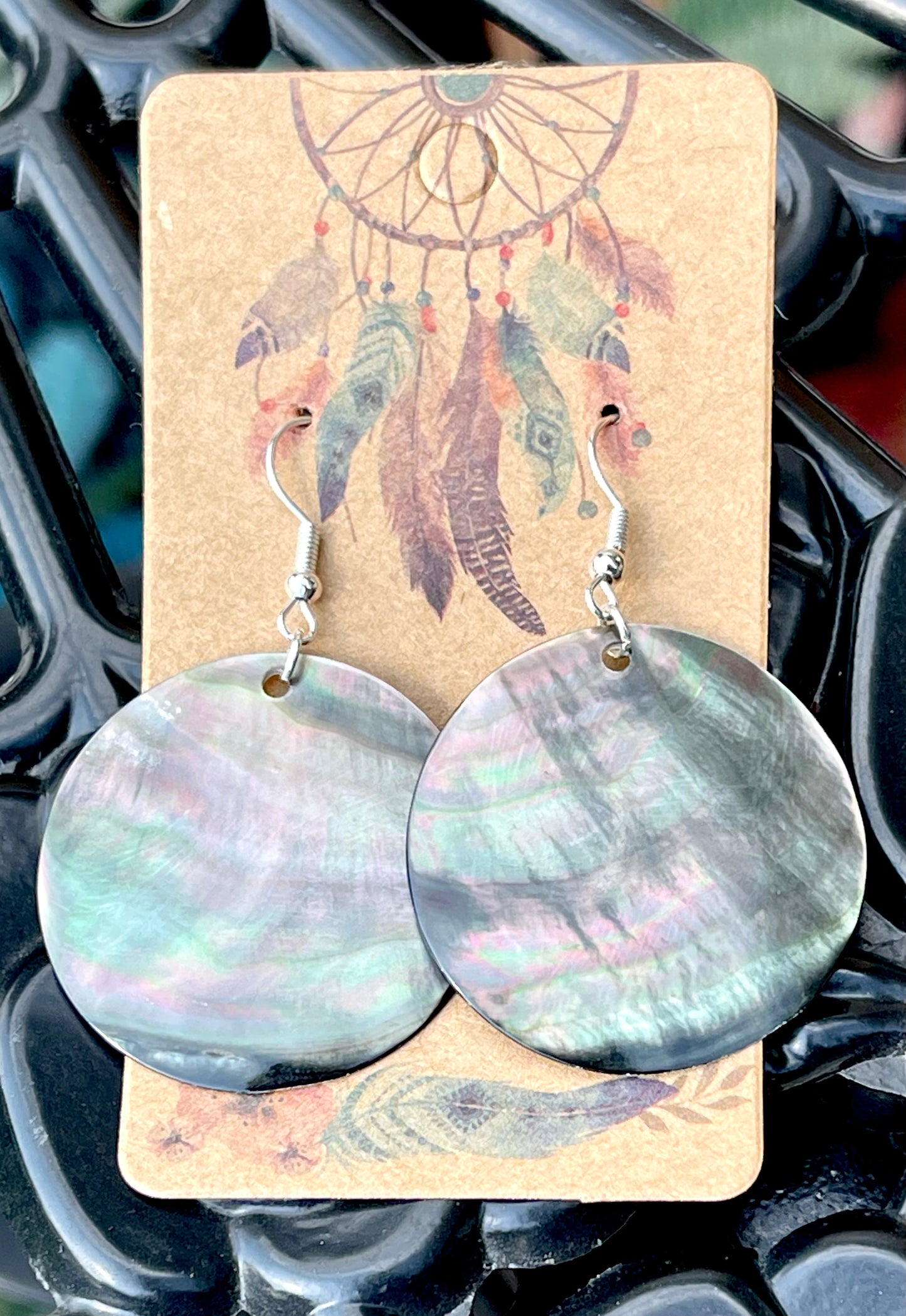 Genuine Black Mother of Pearl Earrings