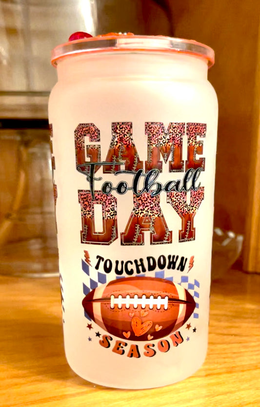 16 oz Frosted “Football Mom” Cup with Custom Top